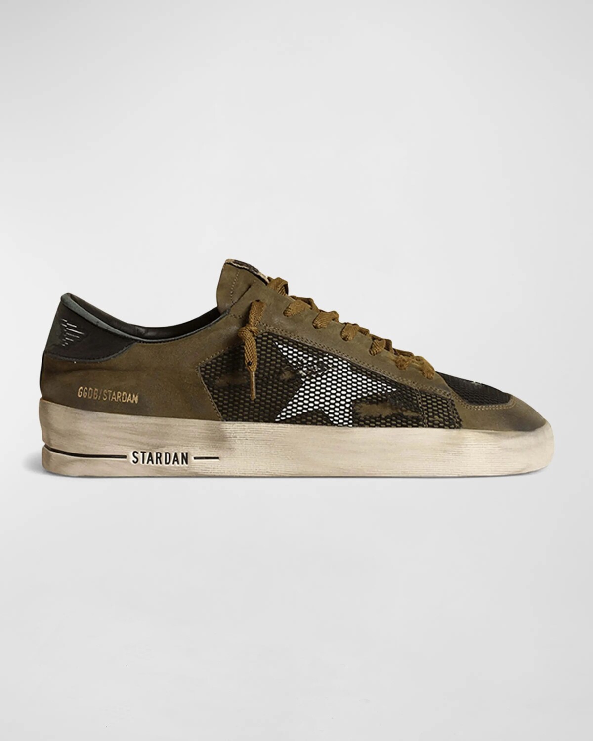 

Мужские низкие кеды Stardan из кожи и сетки Golden Goose, черный/хаки