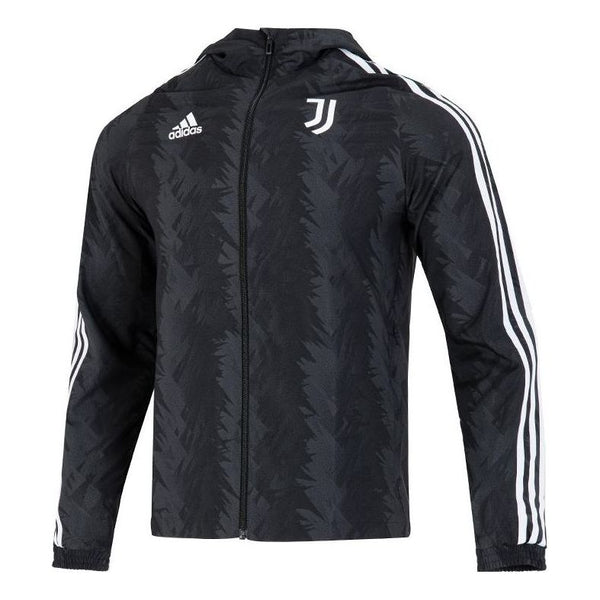 Куртка Men's adidas Printing Logo Stripe Zipper Hooded Jacket Black, черный