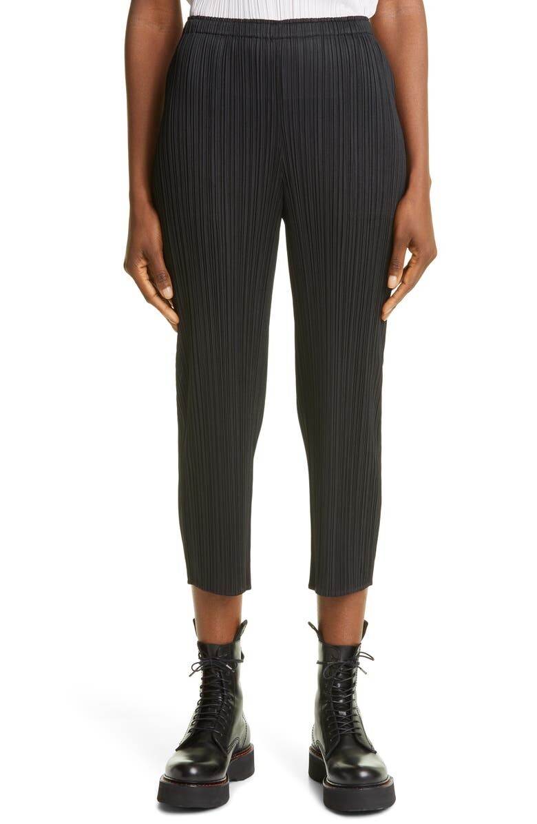

Укороченные узкие брюки со складками PLEATS PLEASE ISSEY MIYAKE, черный