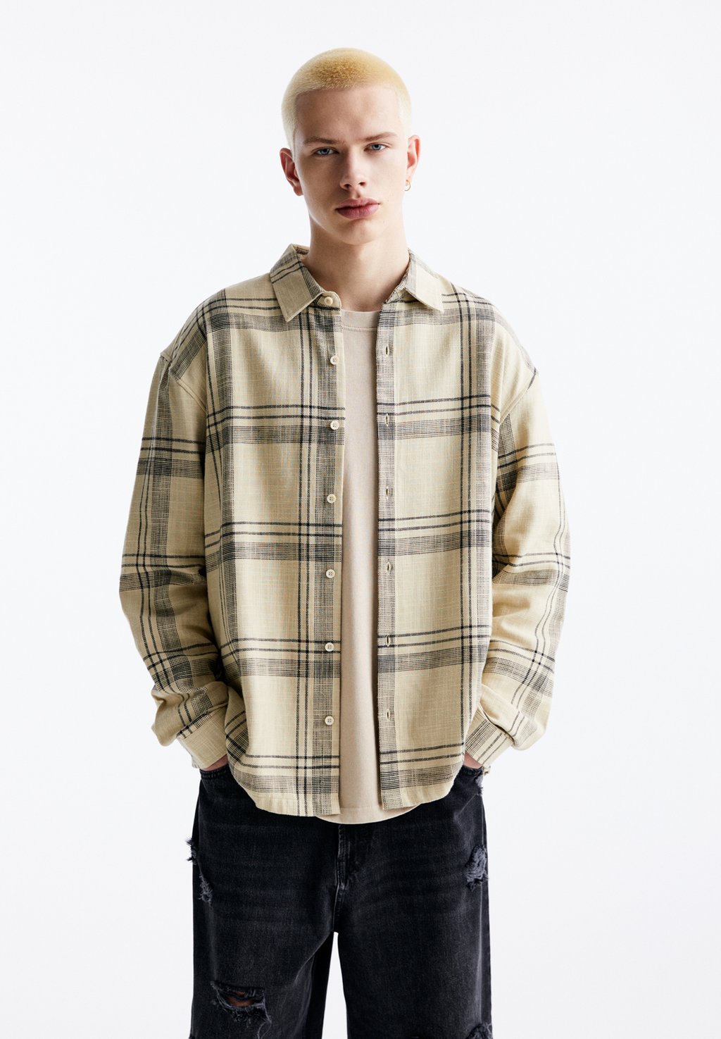 

Рубашка Rustic Oversize PULL&BEAR, цвет ochre