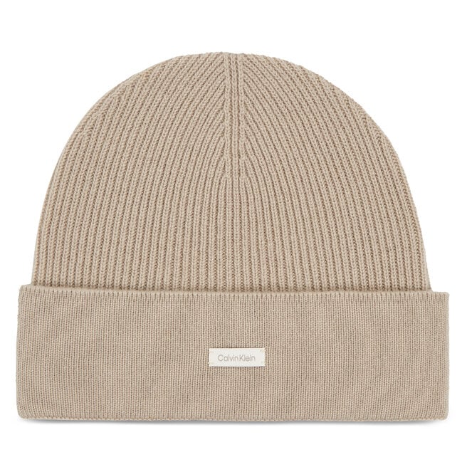 

Шапка Calvin Klein LabelCashmere Beanie, бежевый