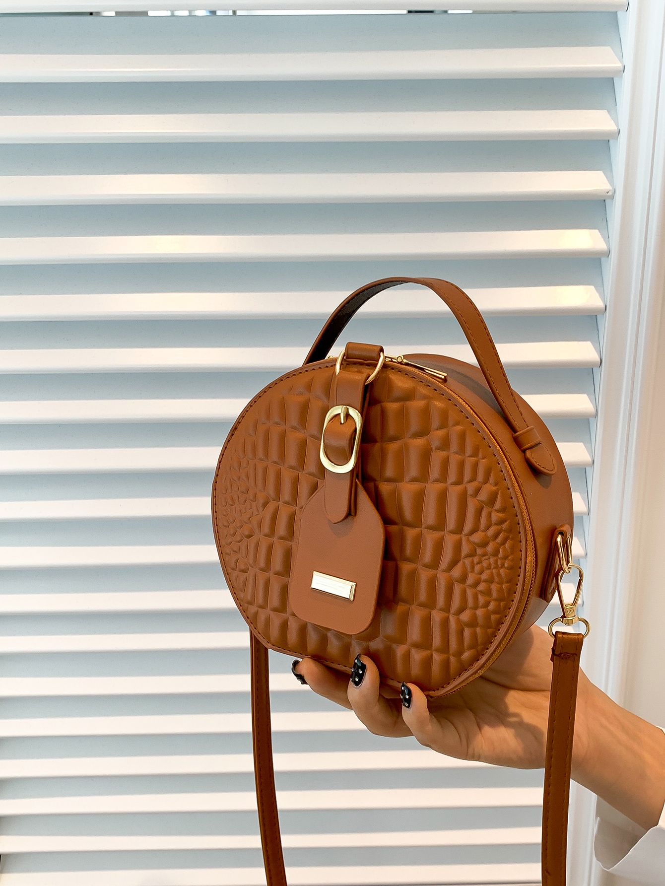 Женская мини-маленькая круглая сумка из крокодиловой кожи, коричневый сумка на плечо unistybag дизайнерская дамская сумочка через плечо в стиле ретро чемоданчик из искусственной кожи