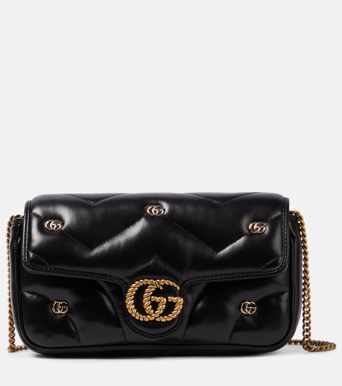 

Кожаная сумка через плечо gg marmont mini Gucci, черный