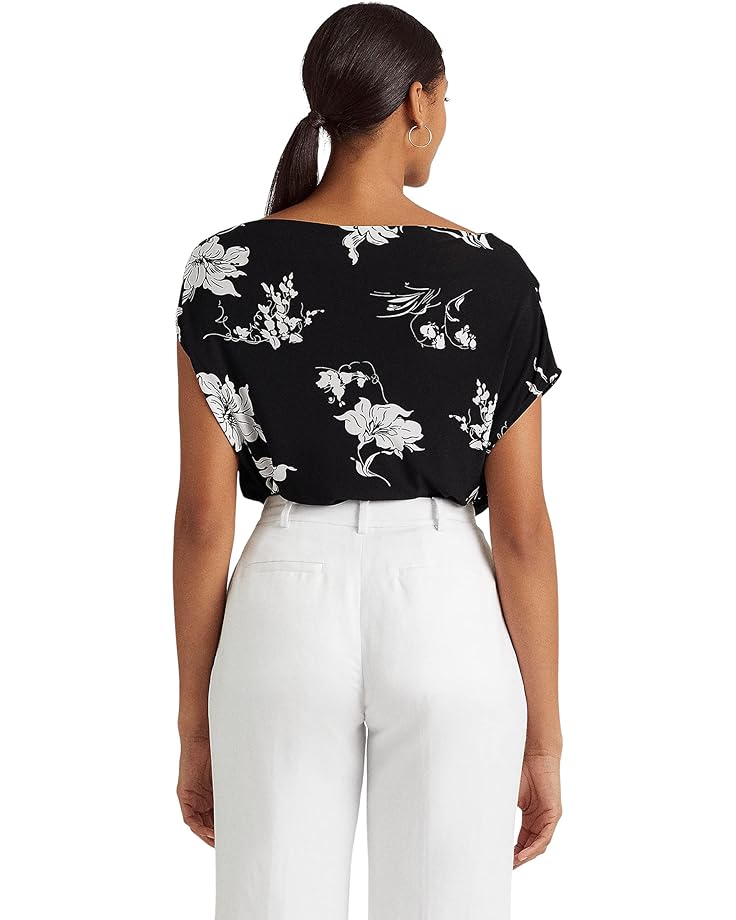 

Футболка LAUREN Ralph Lauren Floral Stretch Jersey Tee, черный/белый