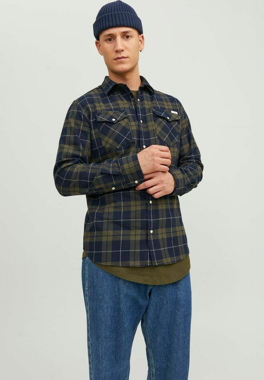 

Рубашка КАРЬЕРТЕС Jack & Jones, лесная ночь
