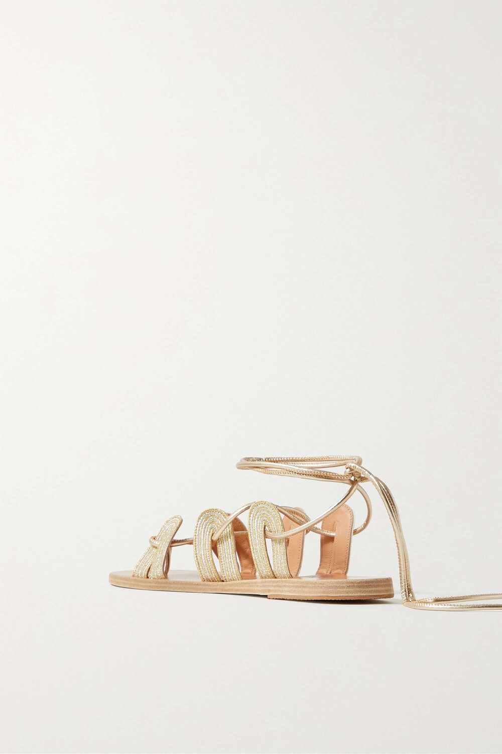 

ANCIENT GREEK SANDALS Кожаные сандалии Aristide с металлизированной вышивкой, золото