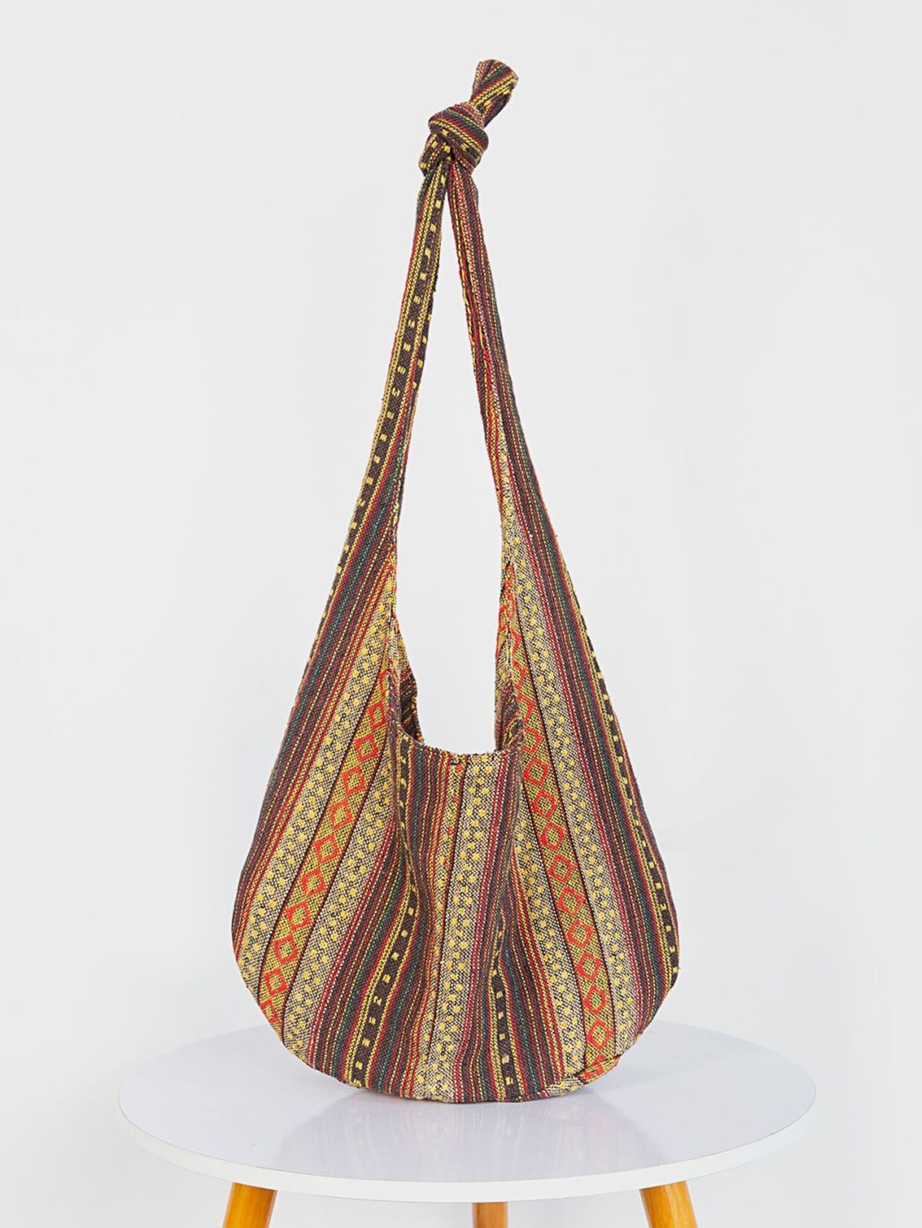 Винтажная полосатая сумка через плечо, коричневый