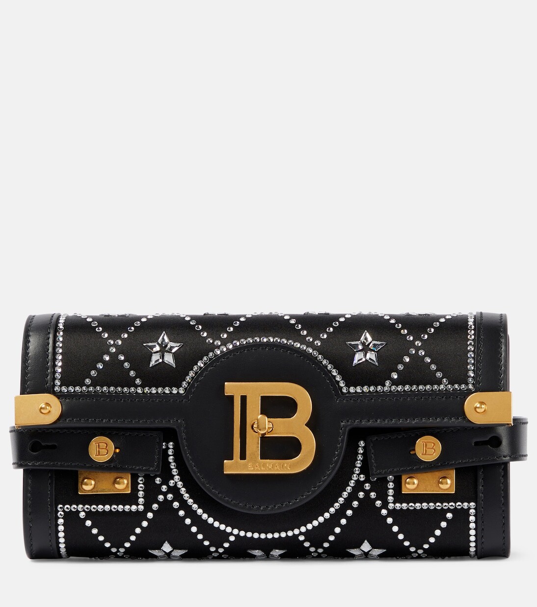 

Атласный клатч b-buzz pouch 23 с декором Balmain, черный