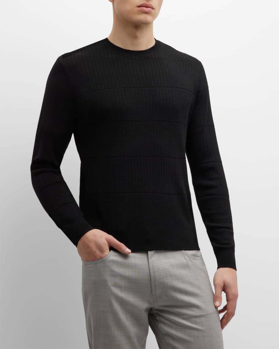 

Мужской фактурный шерстяной вязаный свитер в полоску Emporio Armani