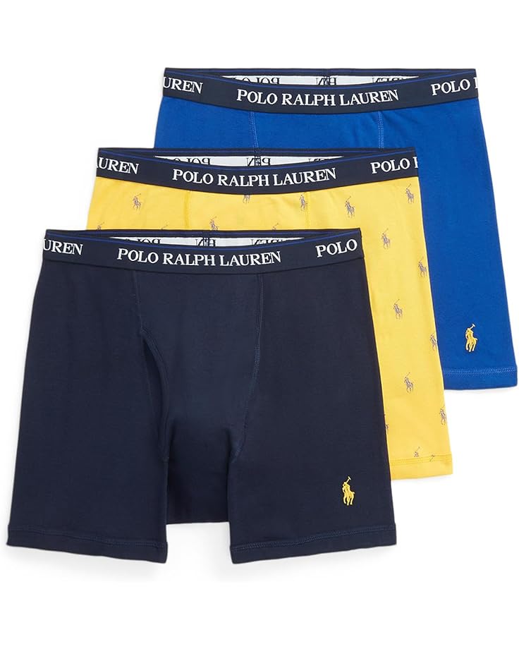 Боксеры Polo Ralph Lauren 3-Pack Classic Fit Briefs, цвет Cruise Navy/Yellowfin/Rugby Royal All Over Pony Player/Rugby Royal футболка polo ralph lauren hanging logo short цвет cruise navy white gold bugle logo white pony player