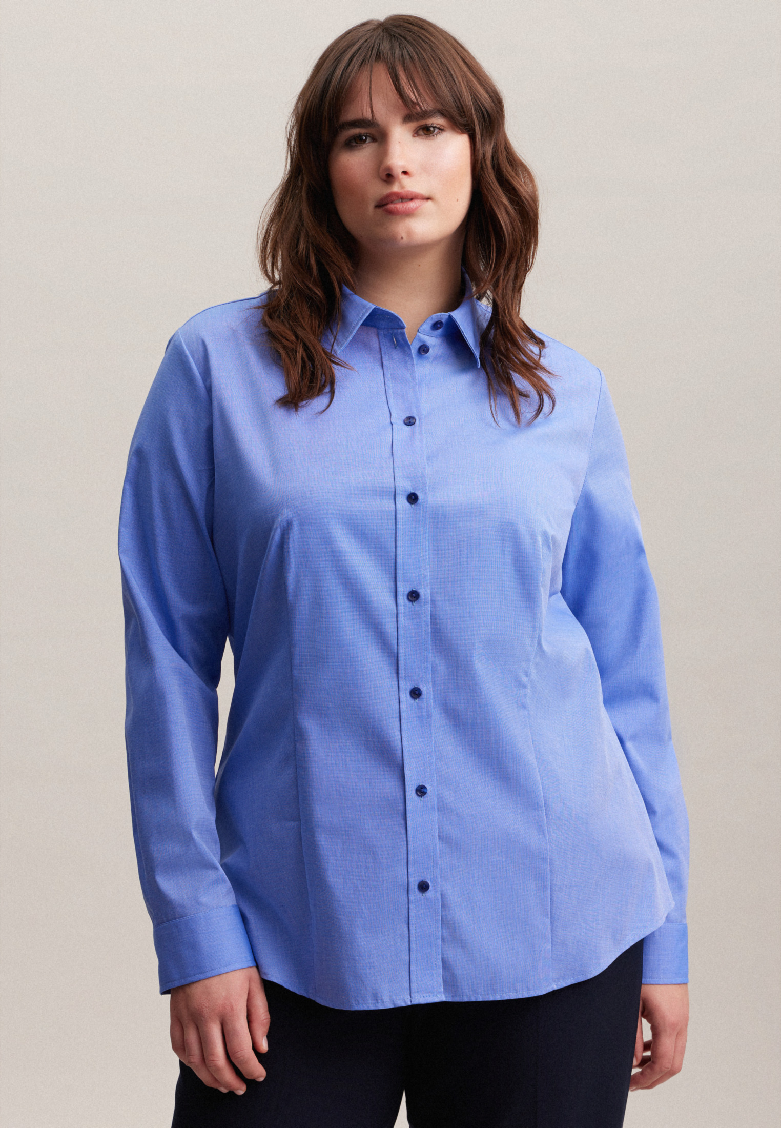 Блуза Seidensticker Hemd Regular, цвет Mittelblau
