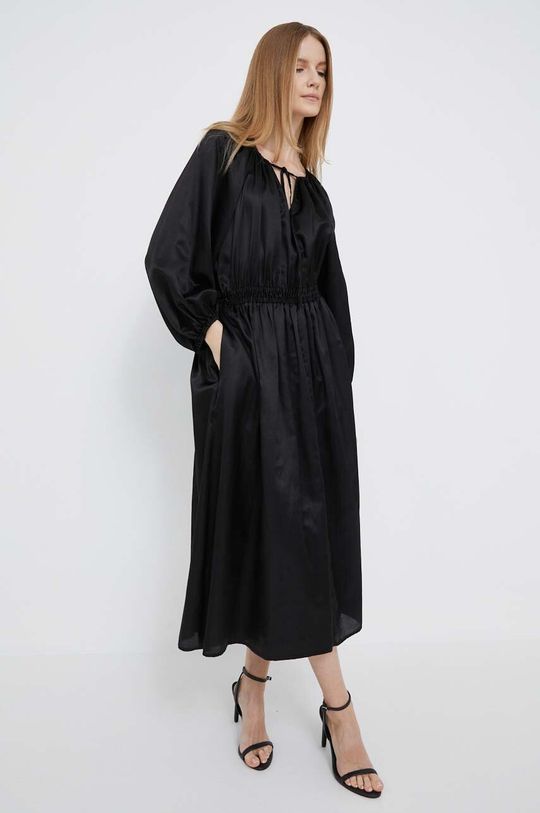 Нежное платье с оттенком шелка DKNY, черный