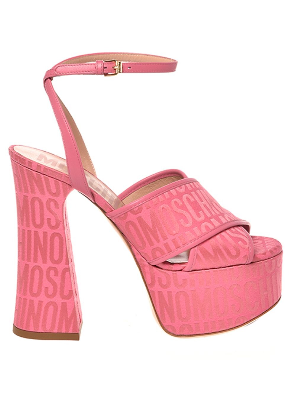 

Джинсовые сандалии с логотипом на платформе и ремешком на щиколотке Moschino