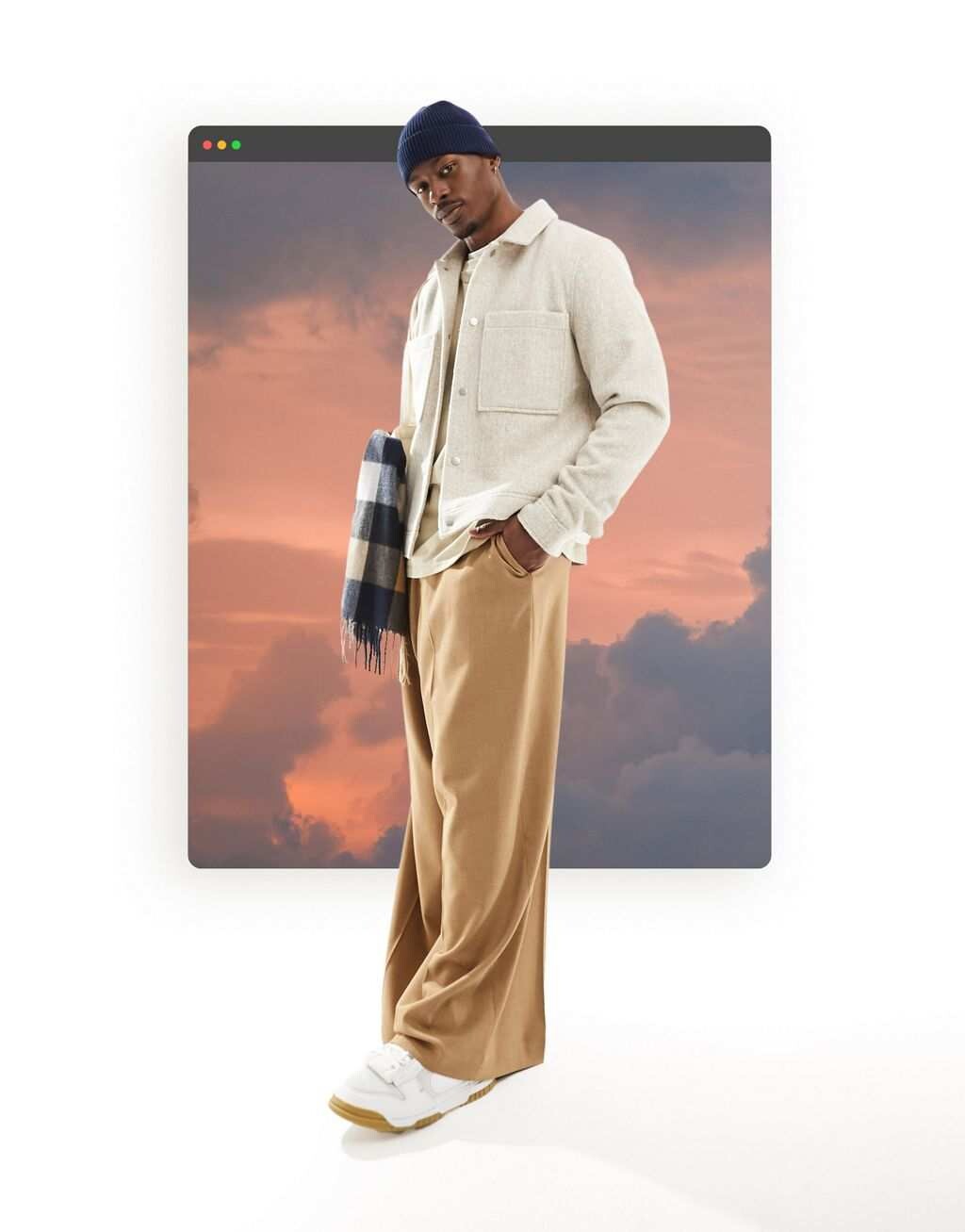 

Бежевая шерстяная куртка Харрингтон оверсайз ASOS DESIGN, Бежевый