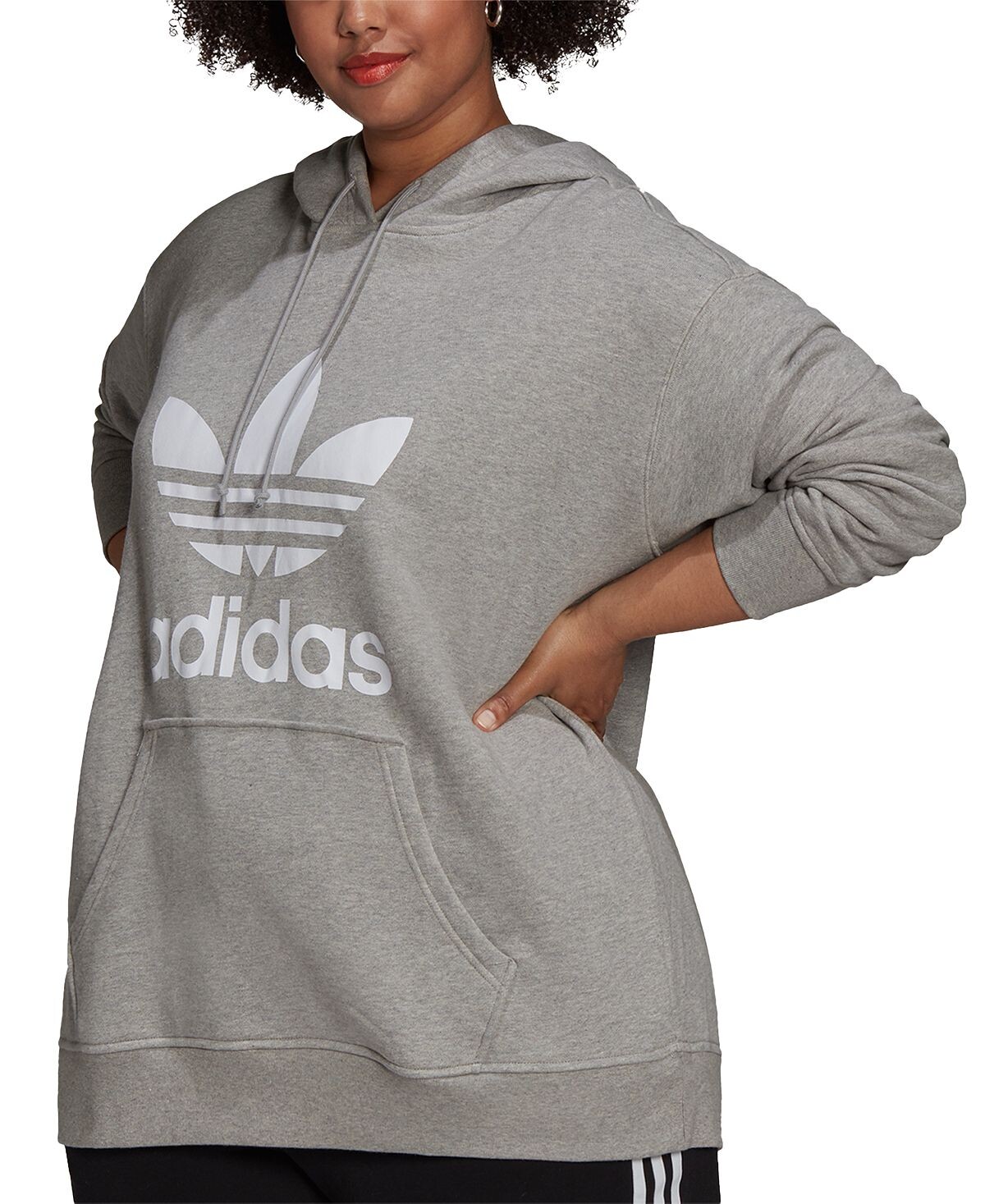

Толстовка с капюшоном и трилистником больших размеров adidas