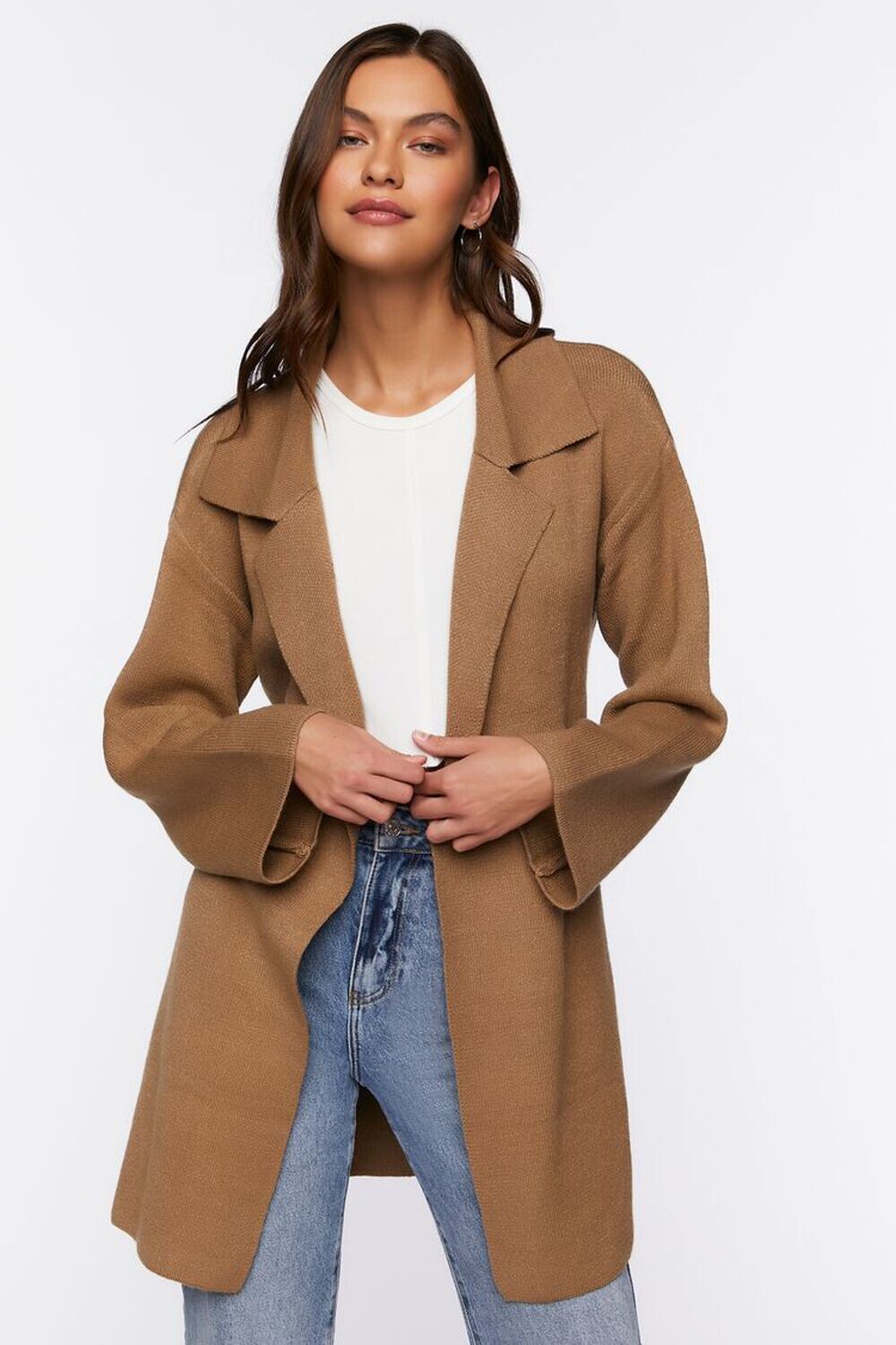 

Кардиган Дастер с поясом Forever 21, коричневый
