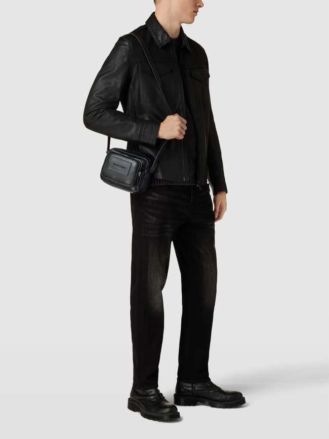 

Сумка через плечо из натуральной яловой кожи Emporio Armani, черный