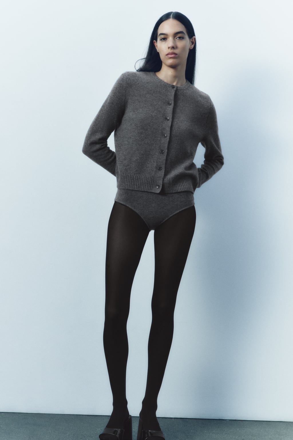 

Свитер из смеси кашемира и шерсти ZARA, серый
