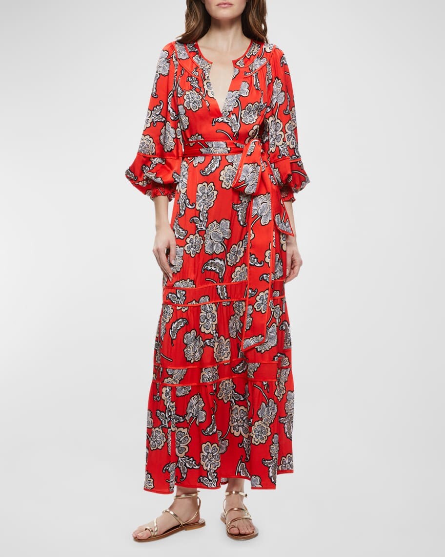 

Платье-туника миди Lyla с рукавами-фонариками Alice + Olivia