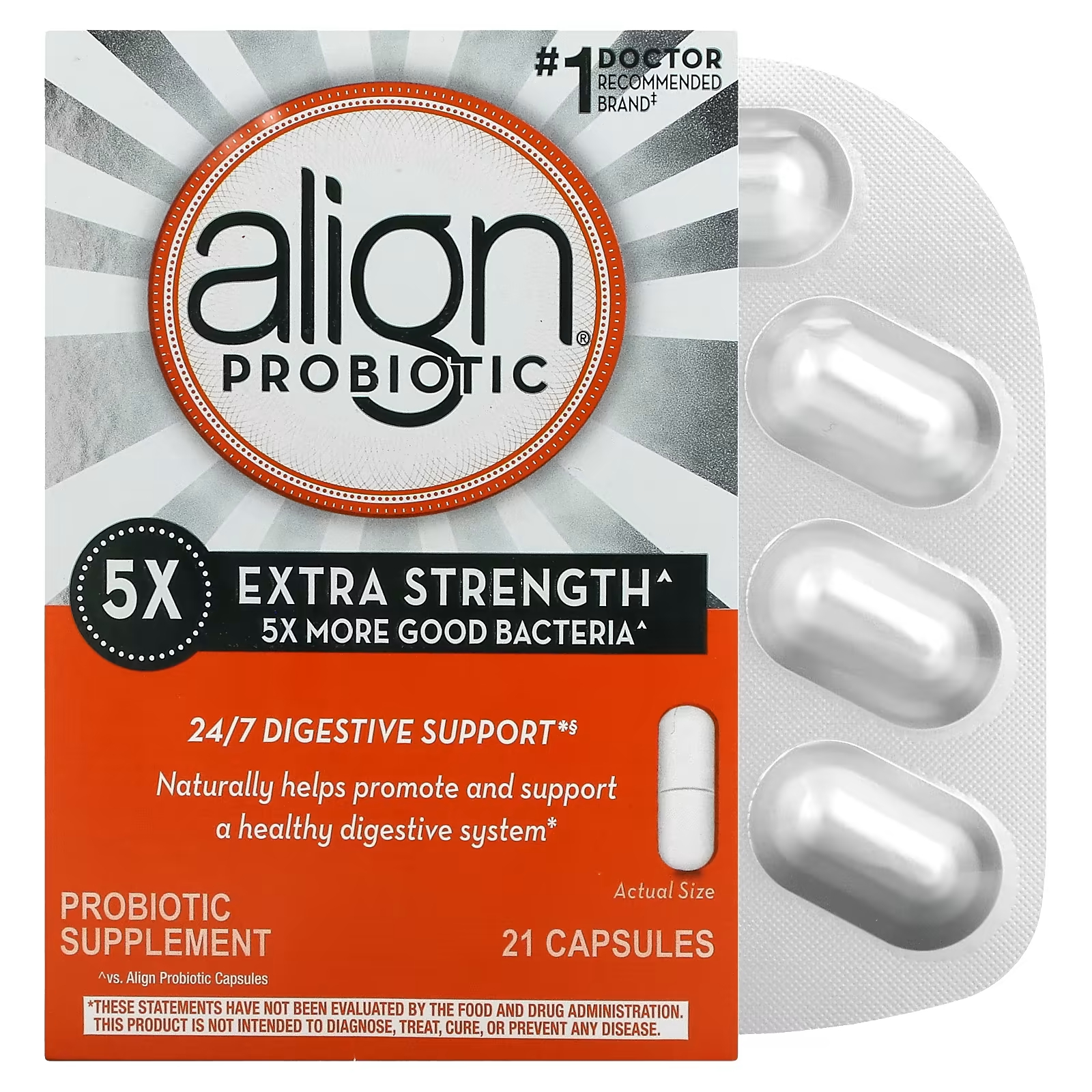 Пробиотическая добавка Align Probiotics 24/7, 21 капсула