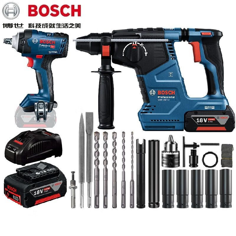 Перфоратор аккумуляторный Bosch GBH187-Li + дрель, кейс