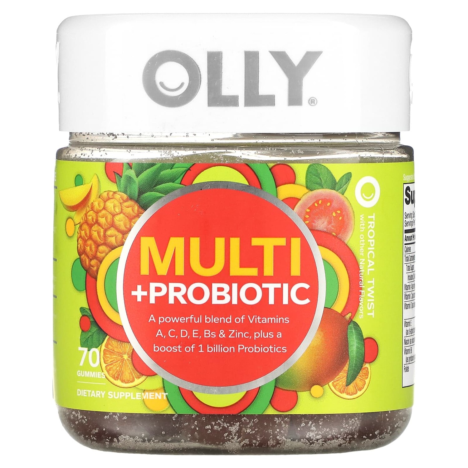 

Мультивитамины и пробиотики, Tropical Twist, 70 жевательных таблеток, OLLY