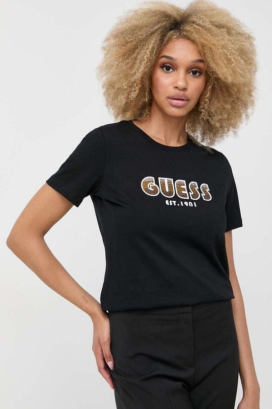 

Хлопковая футболка Guess, черный