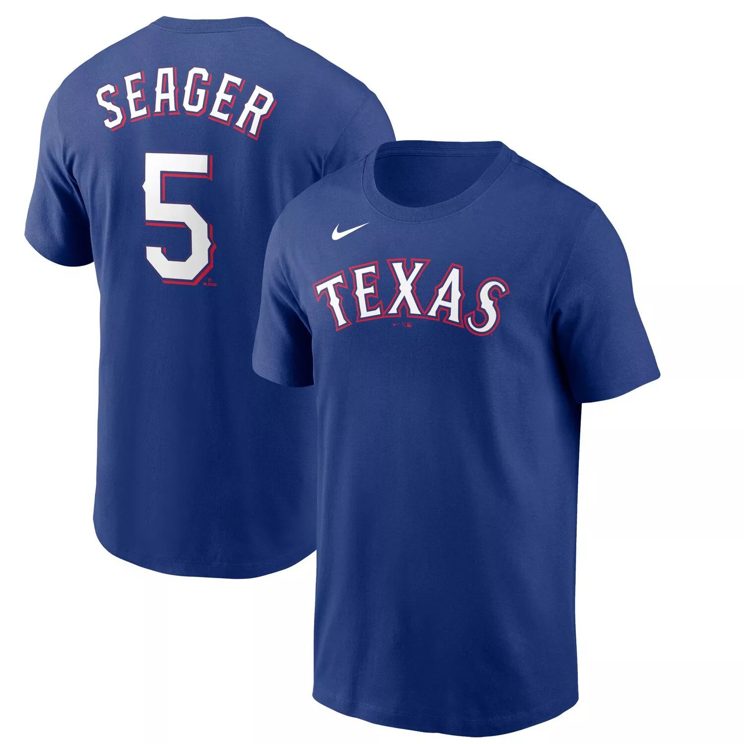 

Мужская футболка Nike Corey Seager Royal Texas Rangers с именем и номером