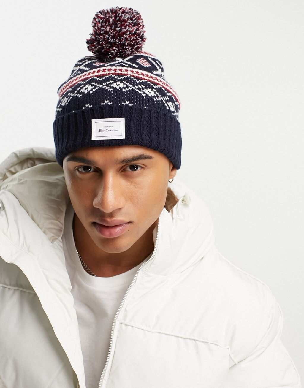 

Темно-синяя шляпа с помпоном Ben Sherman Fair Isle