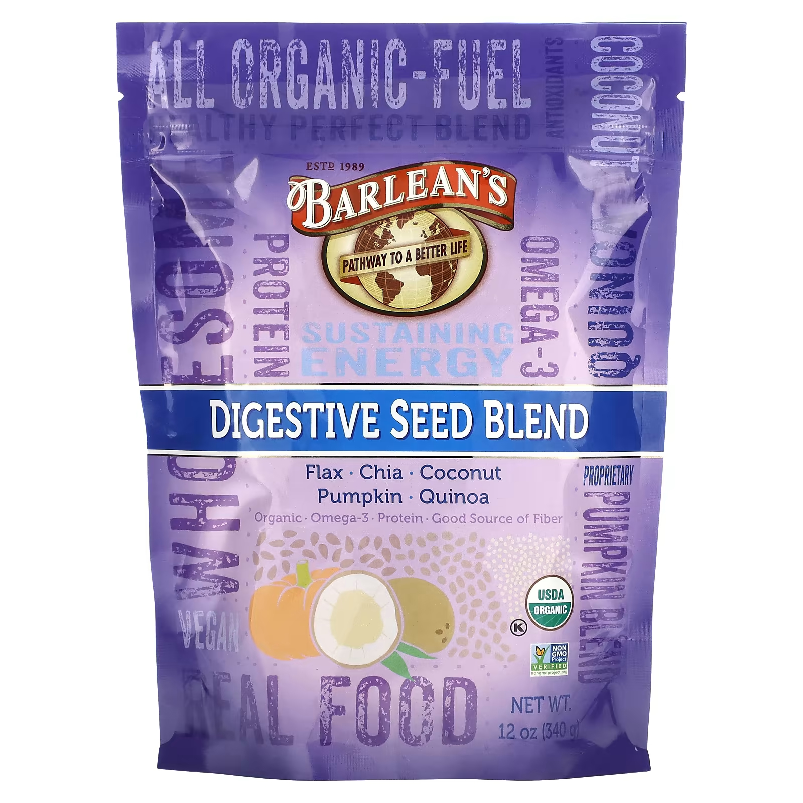 Пищевая добавка Barlean's Смесь семян для пищеварения, 340г nutiva органический конопляный белок с высоким содержанием клетчатки 3 фунта 1 36 кг