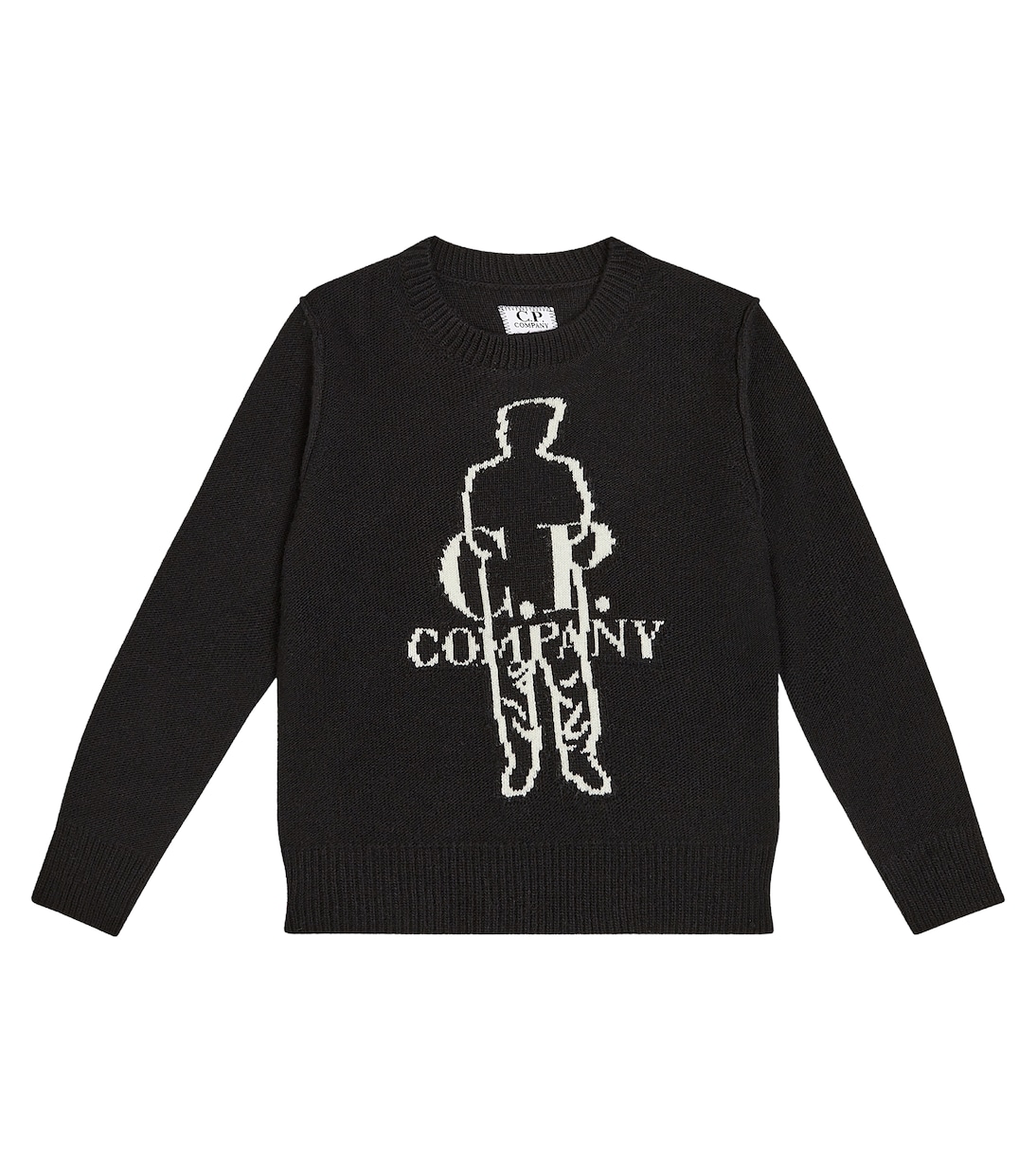 Свитер в стиле британского моряка из смесовой шерсти C.P. Company Kids, черный пуловер в стиле тельняшки из смесовой шерсти xl черный