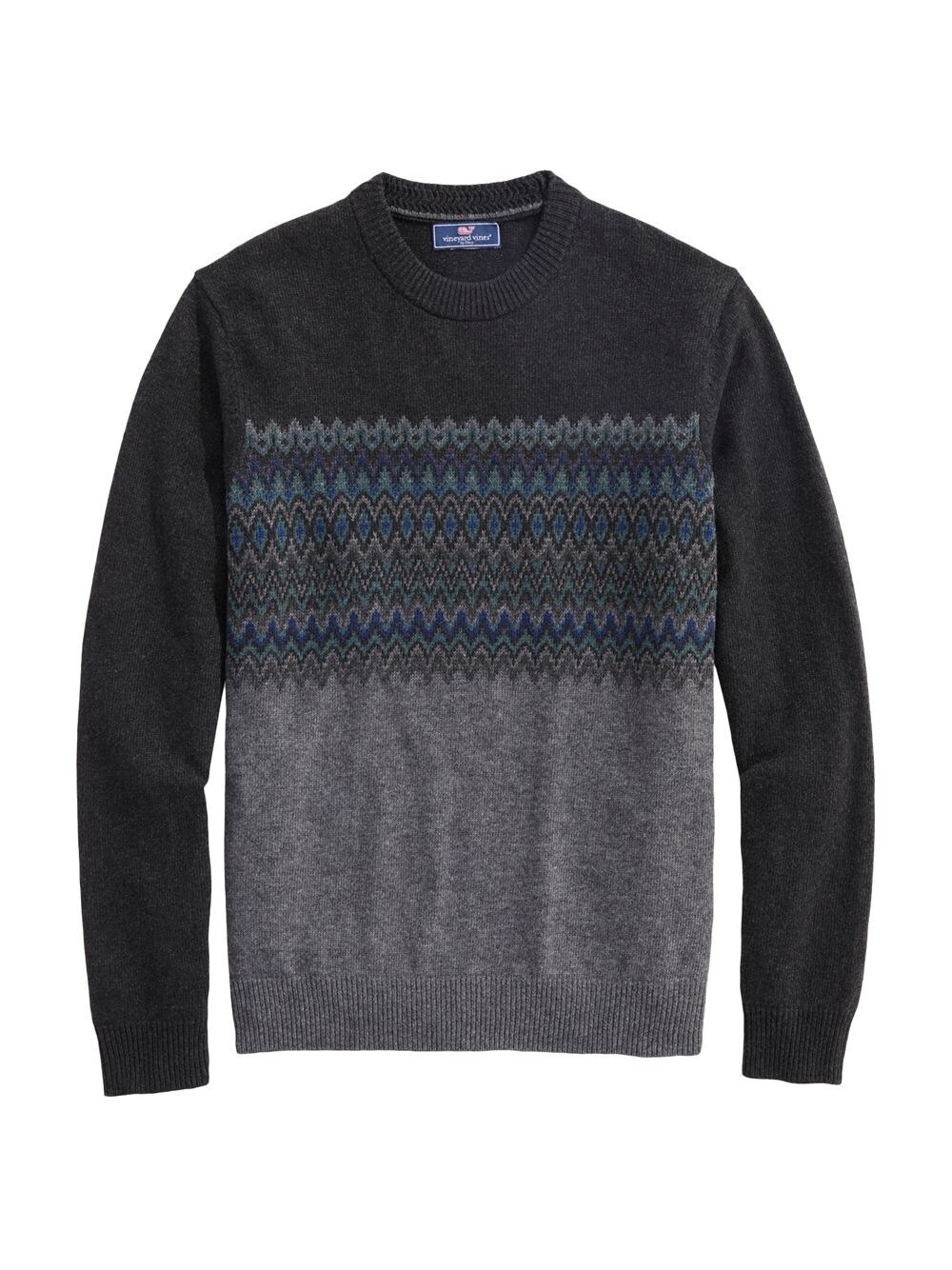 

Свитер с круглым вырезом Fair Isle Vineyard Vines, угольный, Серый