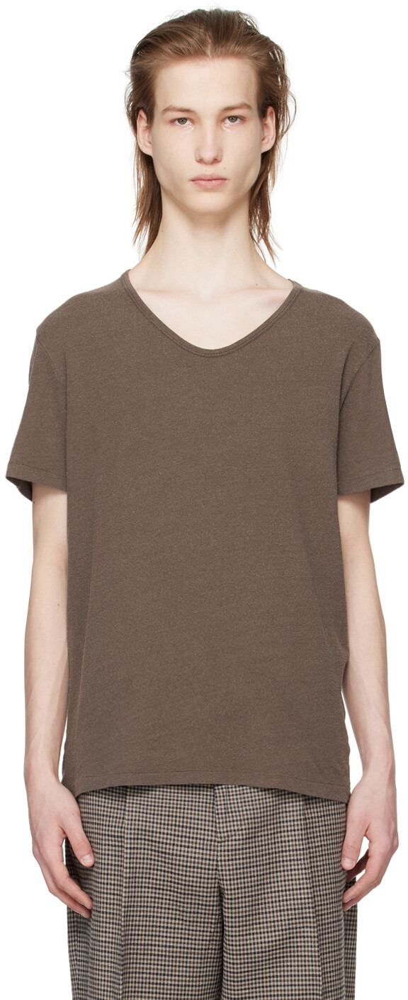 

Коричневая стираная футболка Our Legacy, цвет Washed charcoal cotton silk