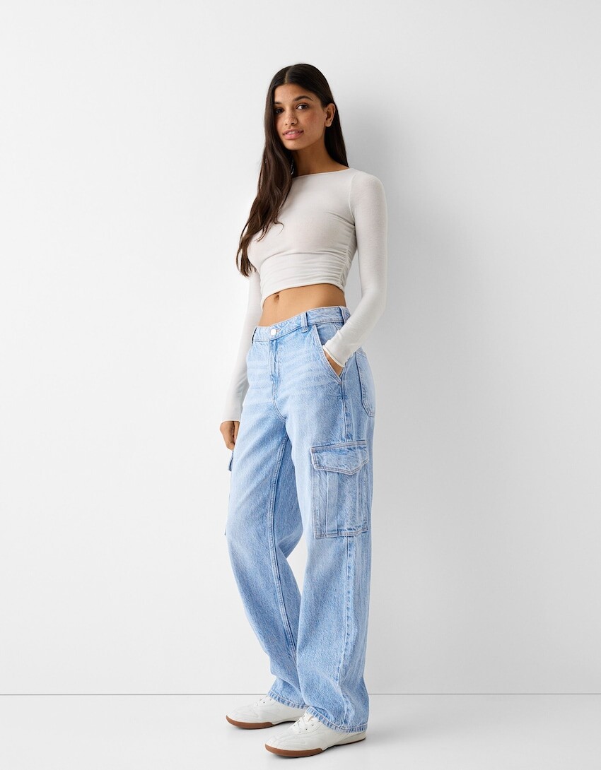 

Джинсы карго Bershka, синий