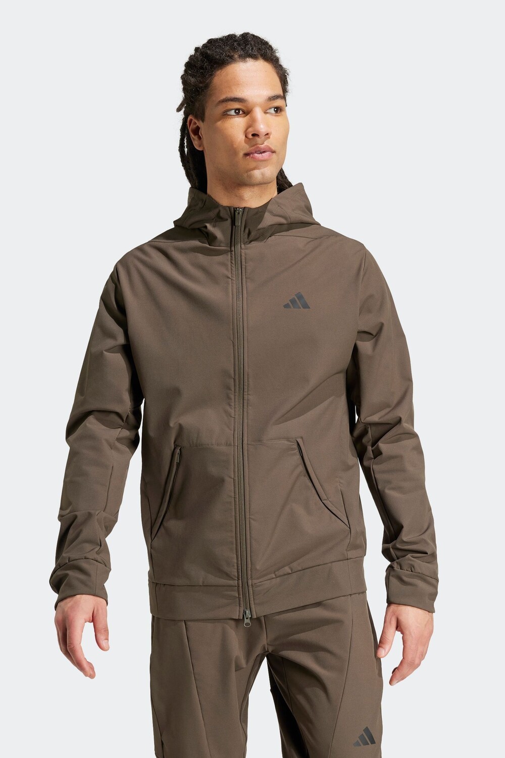 

Толстовка с капюшоном на молнии, созданная для тренировок в холодную погоду Adidas, коричневый