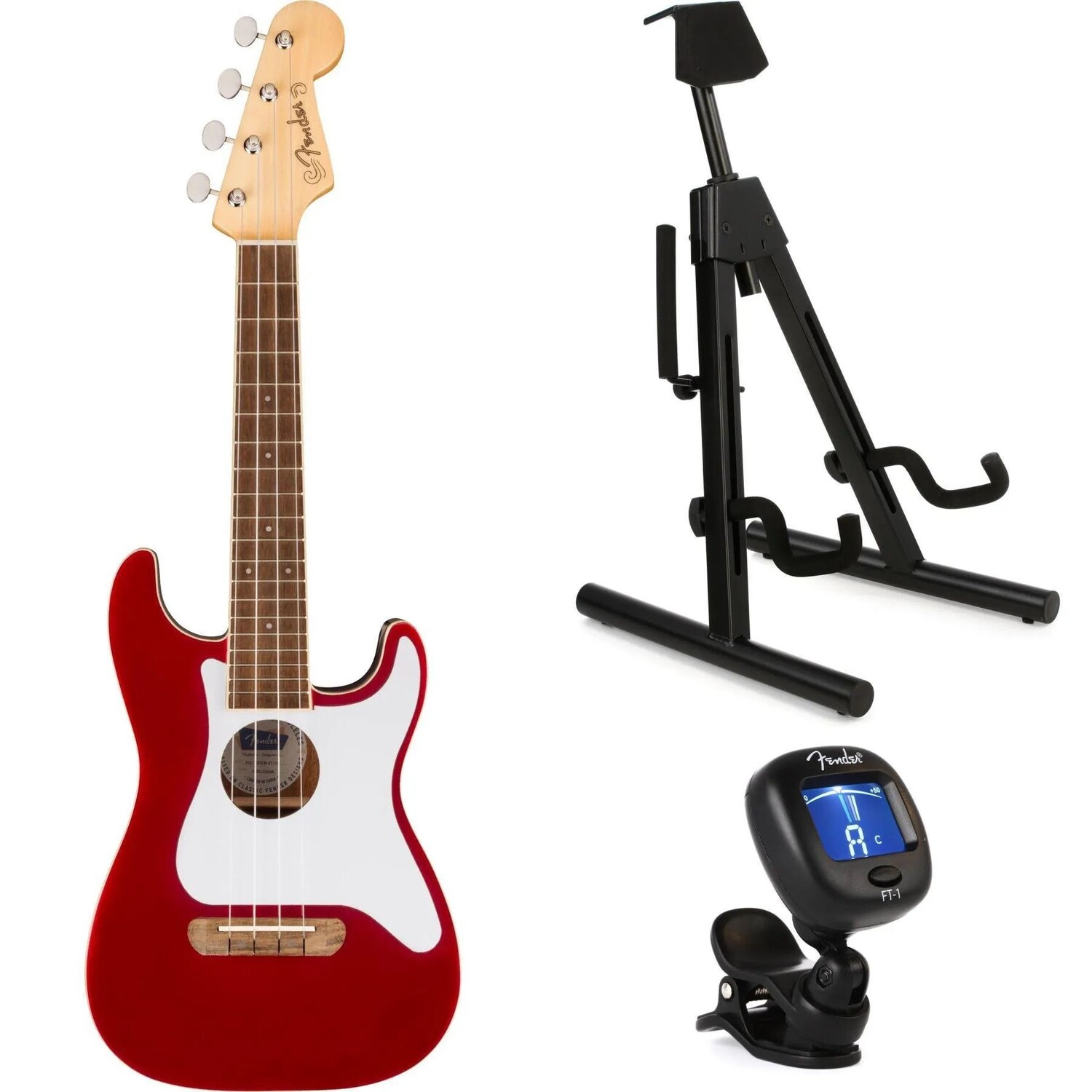 

Новый комплект Fender Fullerton Stratocaster Uke Essentials — Candy Apple Red
