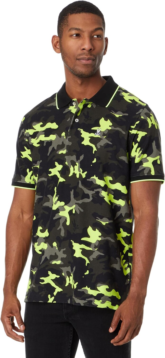 

Рубашка-поло Plano Pique Camo Polo Psycho Bunny, черный