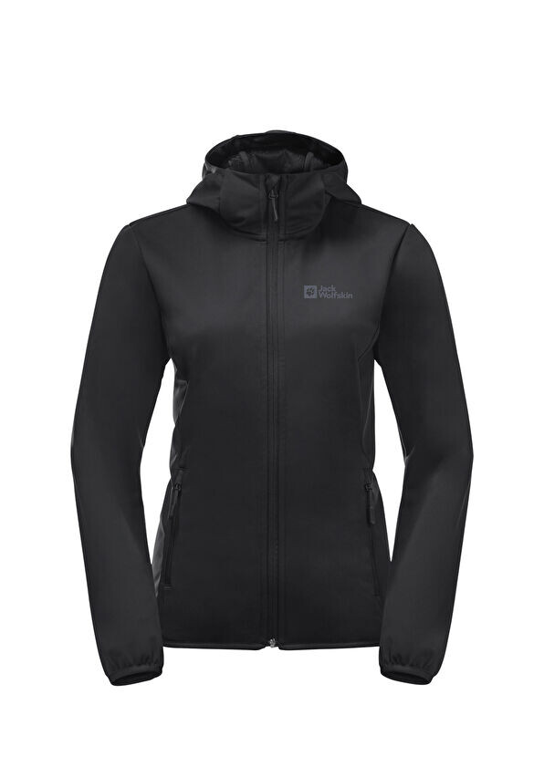 

Женская куртка из софтшелла с капюшоном Windhain Jack Wolfskin, черный