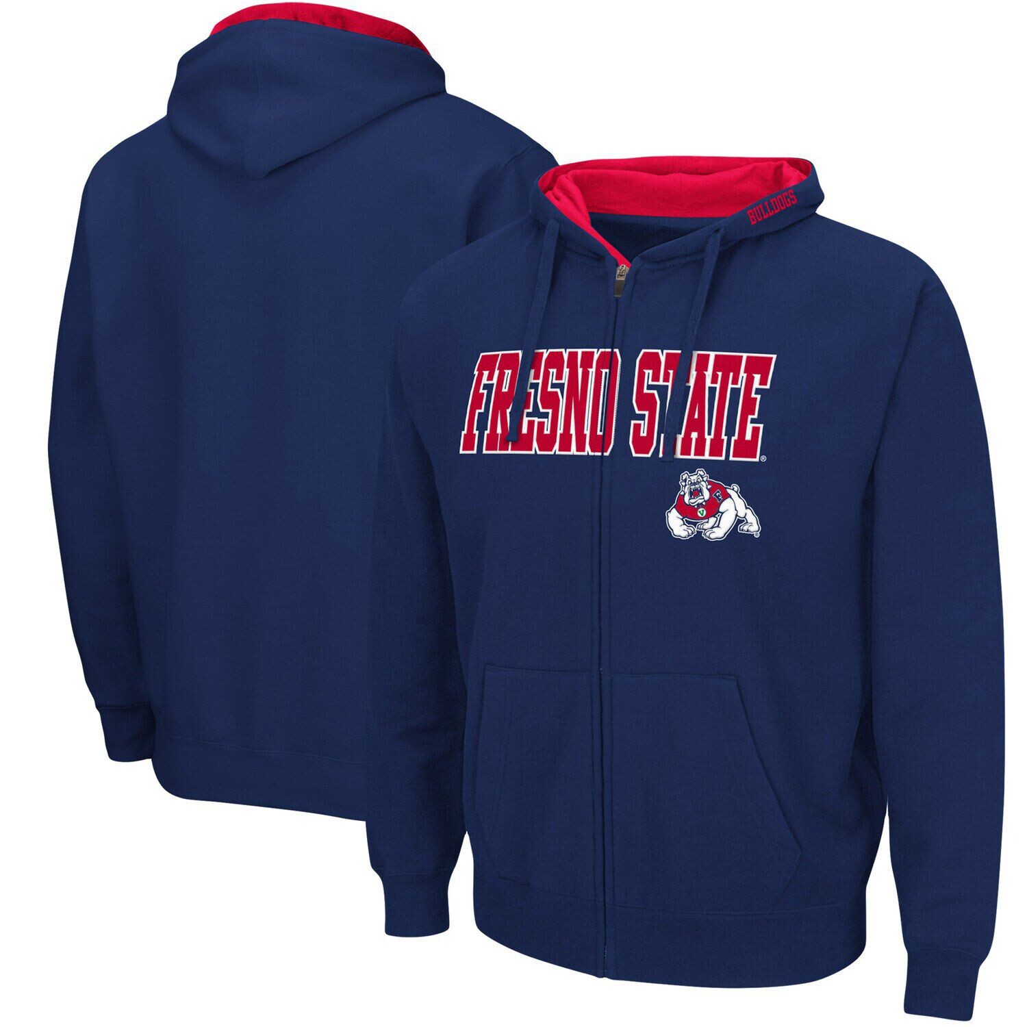 

Мужская толстовка с молнией во всю длину темно-синего цвета Colosseum Fresno State Bulldogs Arch & Logo 3.0, Синий