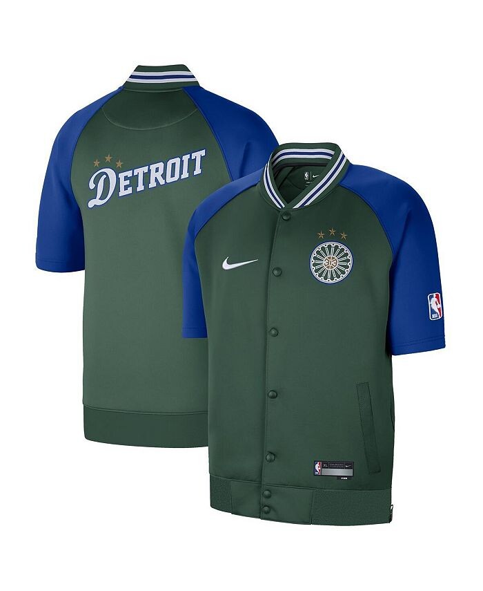 

Мужская зеленая куртка Detroit Pistons 2022/23 City Edition Showtime реглан с короткими рукавами и кнопками на кнопках Nike, зеленый