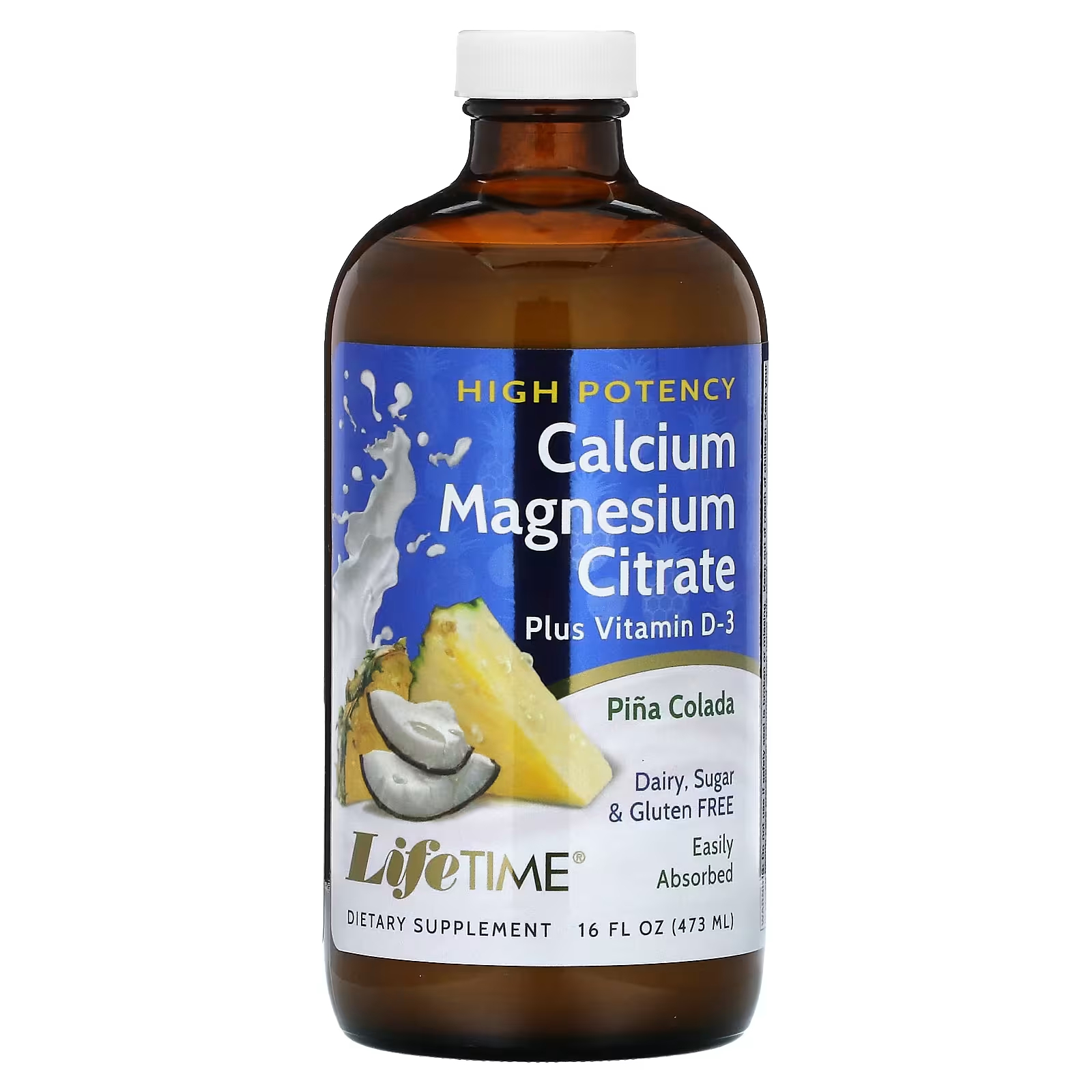LifeTime Витамины Цитрат кальция и магния плюс витамин D3 Пинья колада 16 жидких унций (473 мл) LifeTime Vitamins