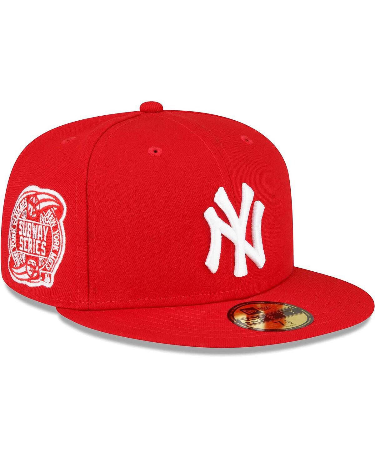 

Мужская красная приталенная кепка New York Yankees 59FIFTY с нашивкой на боку New Era