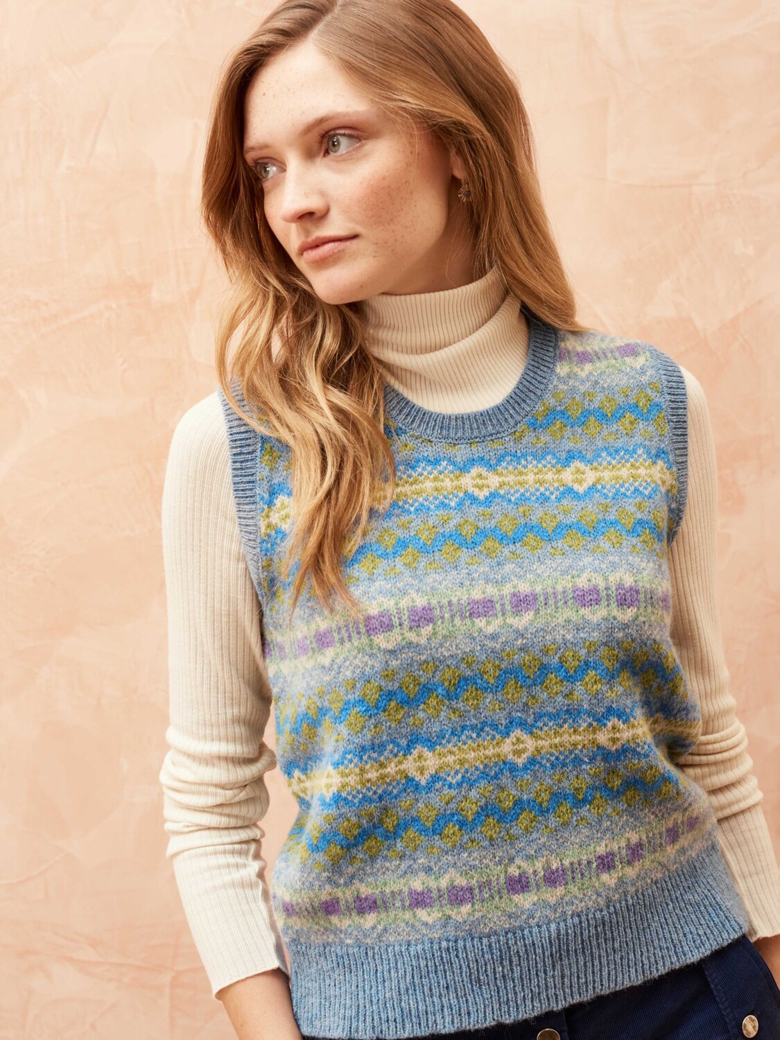 

Шерстяная вязаная майка Brora Fair Isle, Nimbus