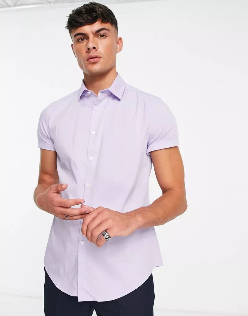 

Сиреневая офисная рубашка узкого кроя ASOS