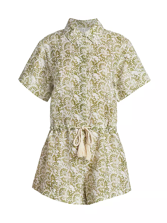 

Льняной комбинезон Tully на шнурке Kivari, цвет green paisley