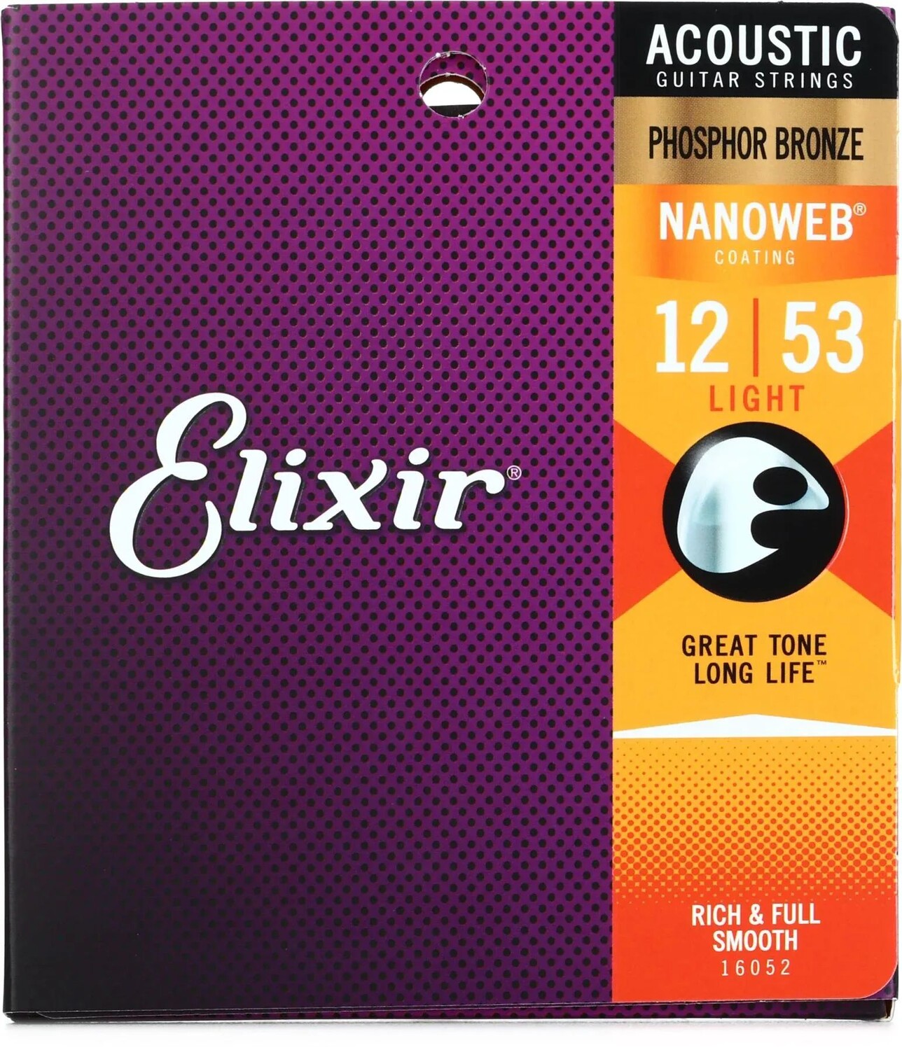 

Elixir Strings 16052 Nanoweb Струны для акустической гитары из фосфорной бронзы — .012-.053 Светлые