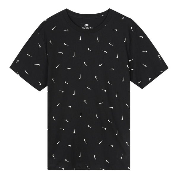 Футболка Men's Nike Logo Full Print Round Neck Pullover Short Sleeve Black T-Shirt, черный