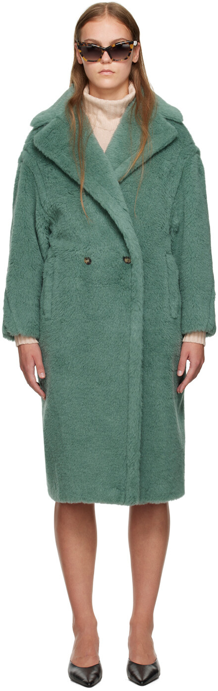 

Зеленое пальто с плюшевым мишкой Sage Max Mara, Зеленый