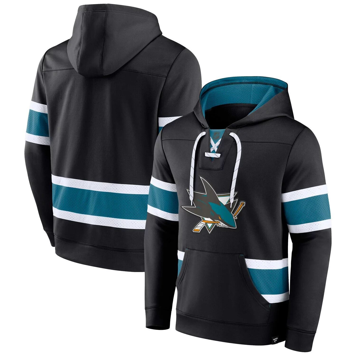 

Мужской черный пуловер с капюшоном Fanatics San Jose Sharks Powerplay Warrior