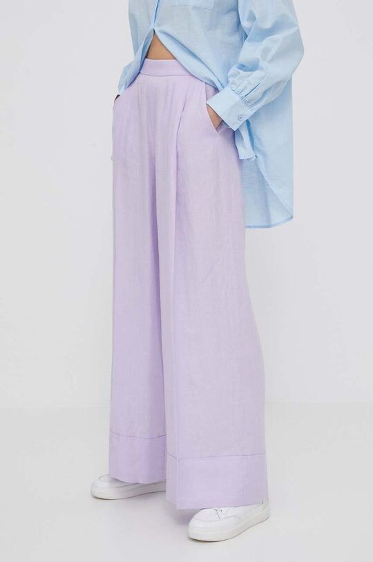 

Льняные брюки United Colors of Benetton, фиолетовый